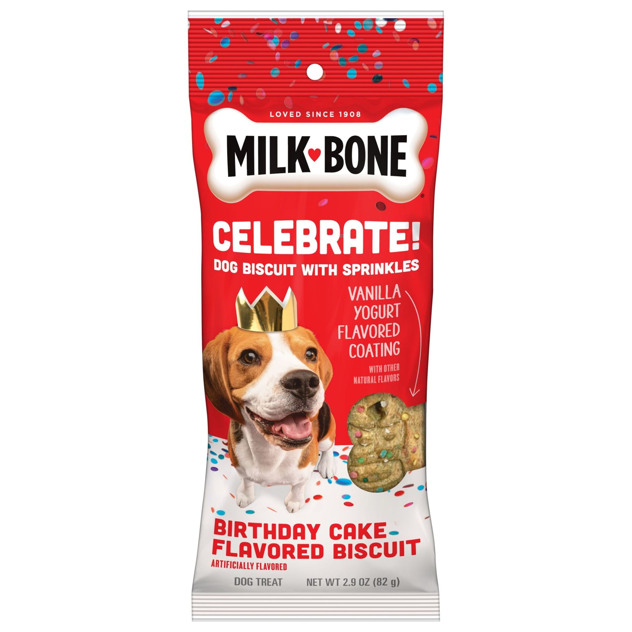 (4 pack) Milk Bone Extra Large Dipped CELEBRATE! Dog Biscuit, 2.9 oz Pouch