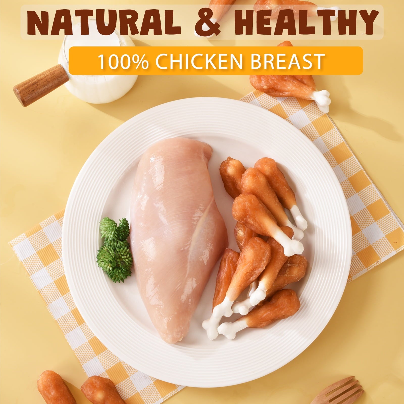 ASMPET Chicken Wrap Sticks, Healthy Dog Treats, Calcium Bone, Training Treats for All Dog Sizes, 10.6 oz