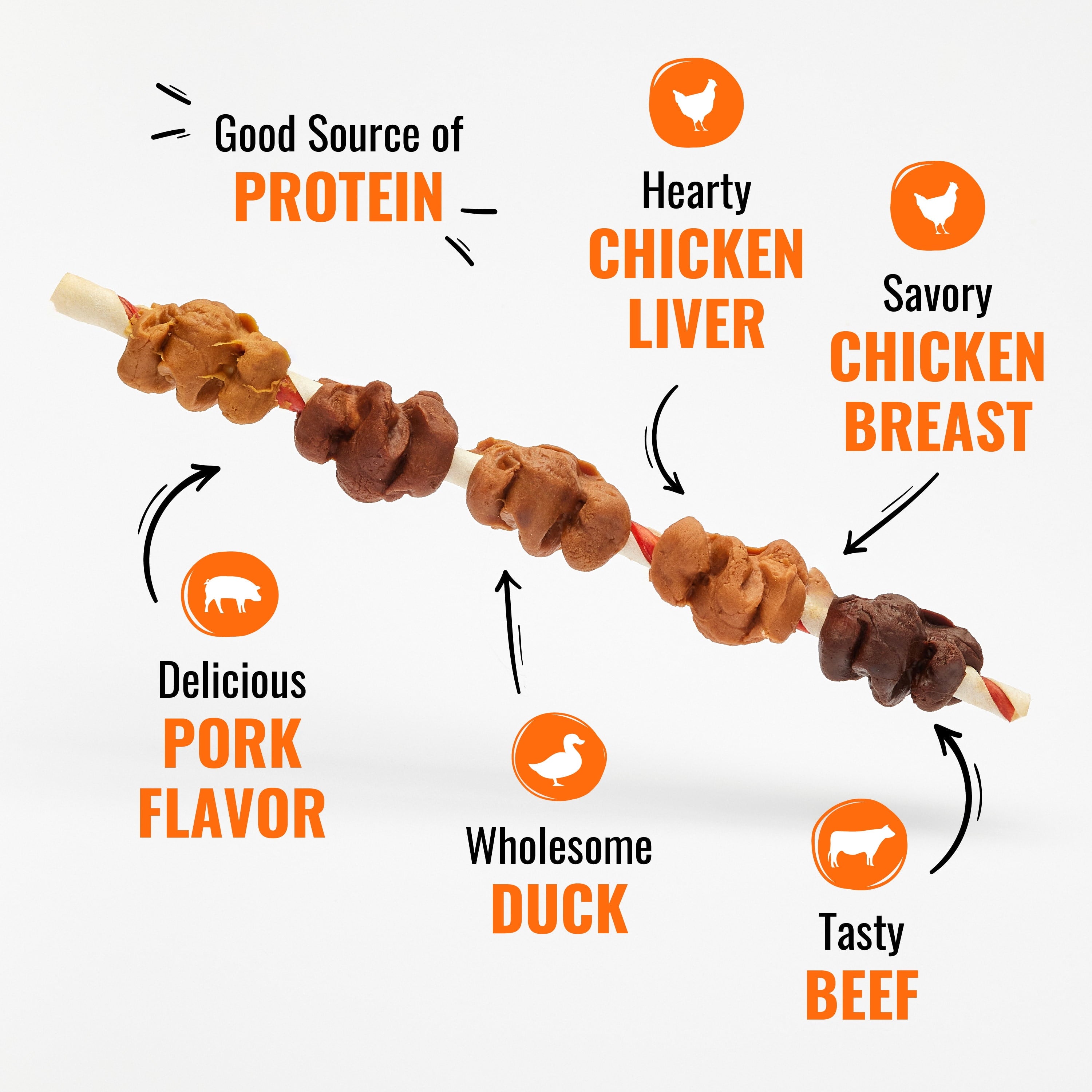 Good ‘n’ Fun Triple Flavor Colossal Kabobs, Rawhide Chews for Extra Large Dogs (+120 lbs), 3 Count