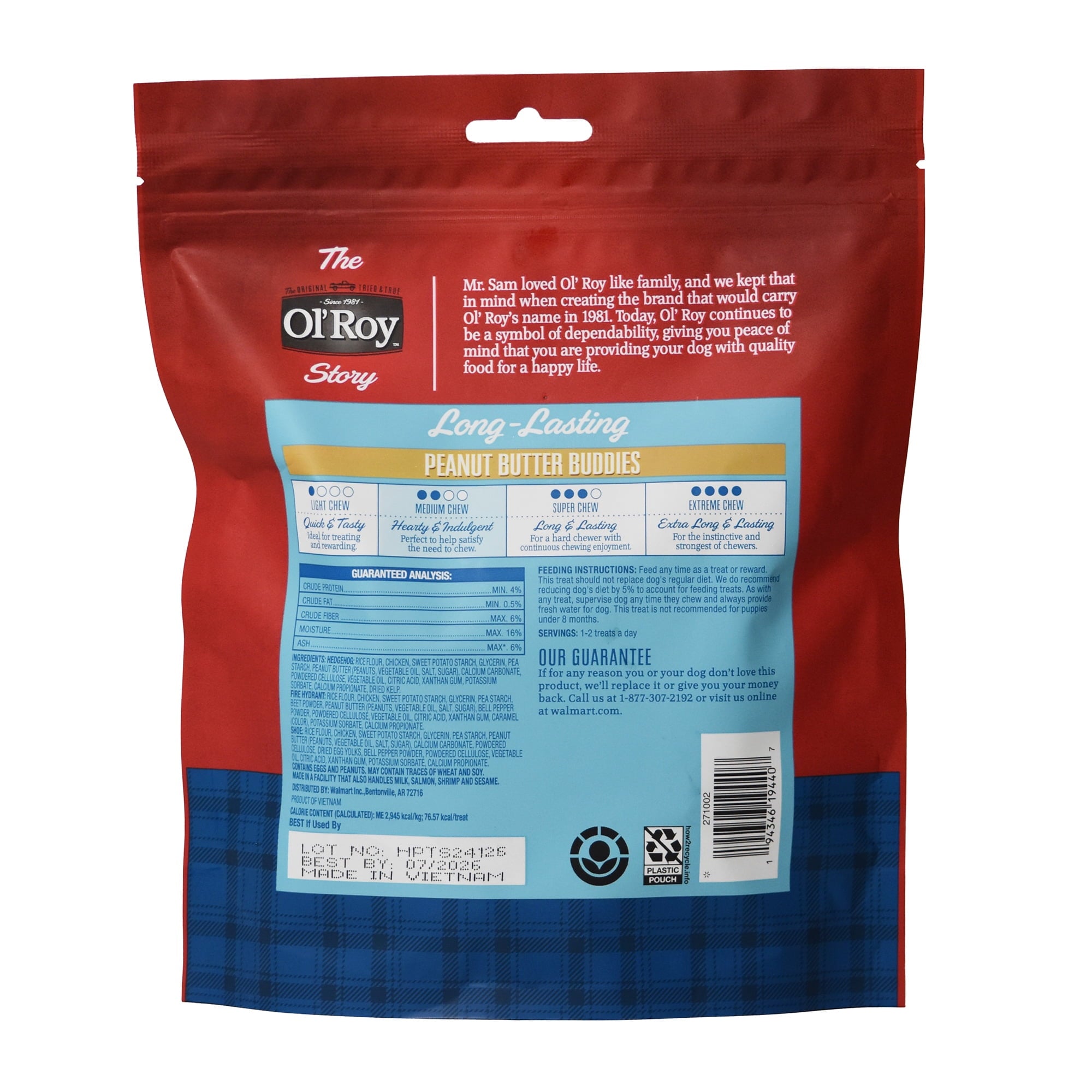 Ol' Roy Peanut Butter Buddies, Chews for Small to Medium Dogs, 12 Count, 11 oz