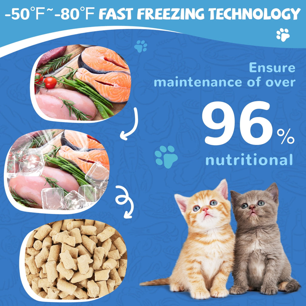 PAWUP Freeze Dried Salmon Dog & Cat Treats, All Natural Raw Cat Food Topper, Hign Protein Chew Pet Training Treats, Chicken & Salmon Recipe, 5.3oz