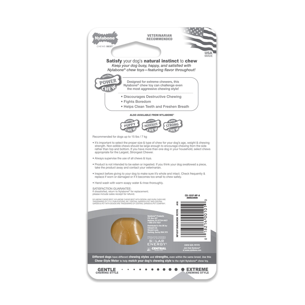 Nylabone Power Chew Dura Chew Original Flavored Bone Chew Toy, Petite