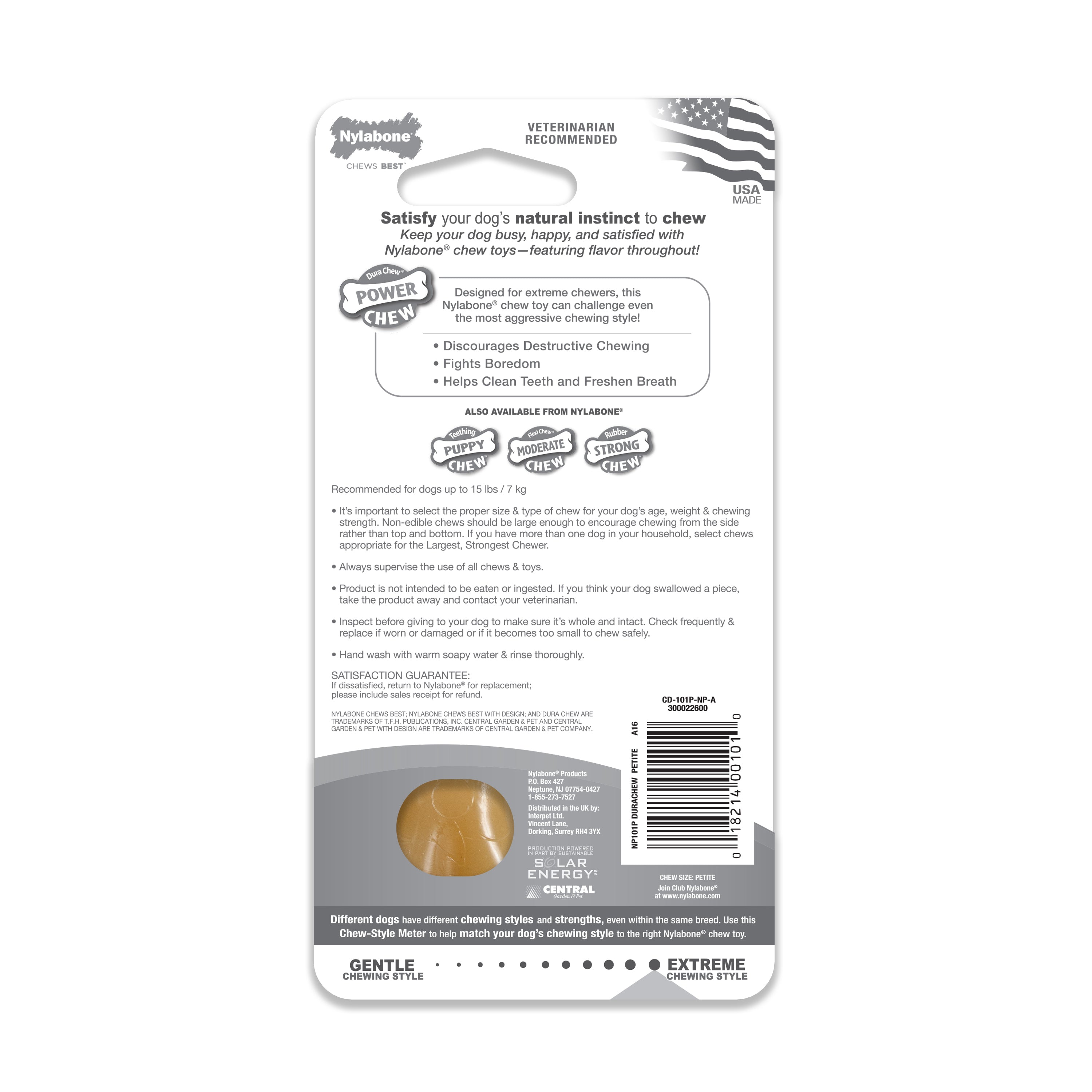 Nylabone Power Chew Dura Chew Original Flavored Bone Chew Toy, Petite