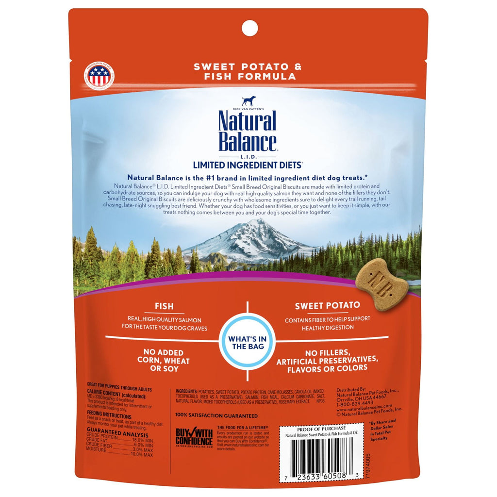 Natural Balance L.I.T. Limited Ingredient Treats Sweet Potato & Fish Formula Dry Dog Treats, 8-Ounce