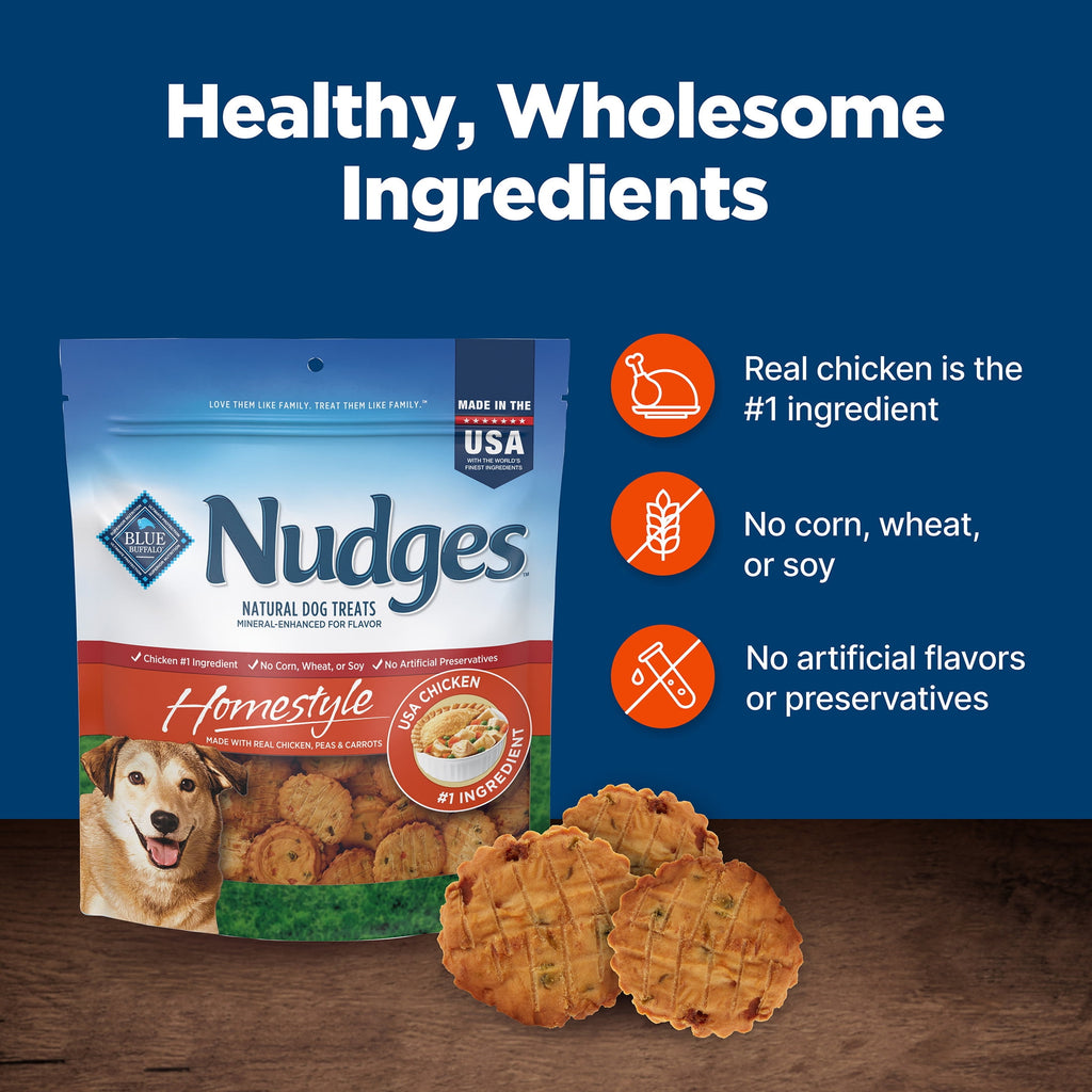 Blue Buffalo Nudges Homestyle Natural Dog Treats Made with Real Chicken, 16-oz. Bag