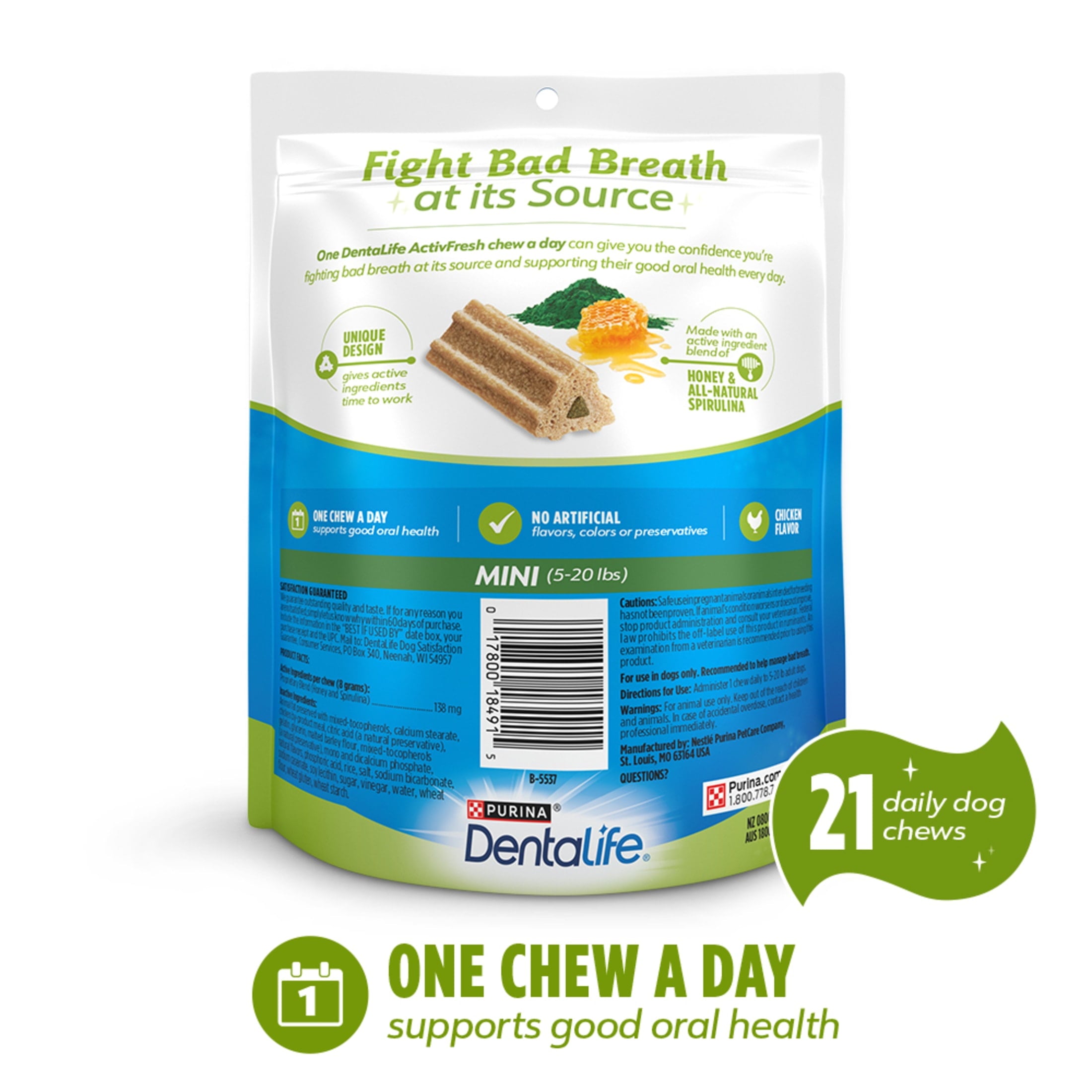 (4 pack) Purina DentaLife ActivFresh Mini Dog Treats Dental Chews with Chicken, 6.1 oz Pouch (4 Count)