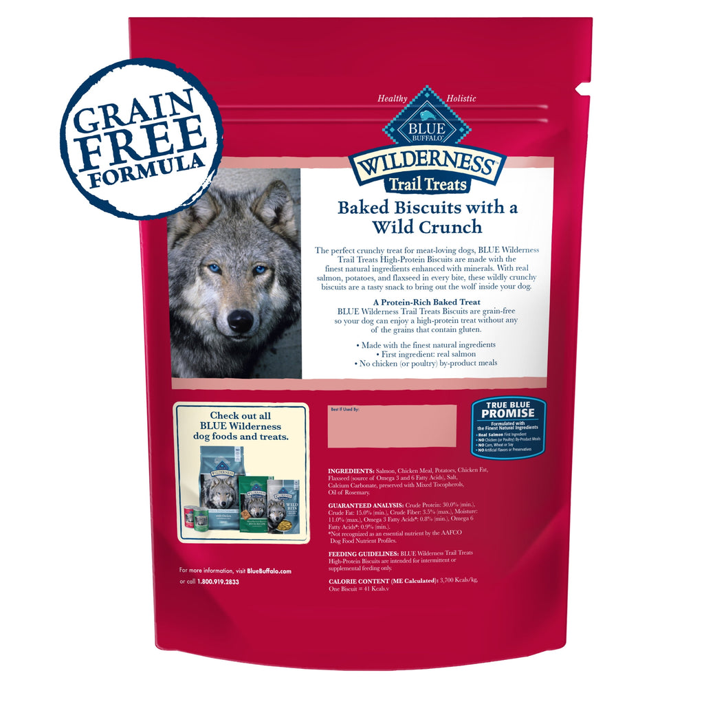 Blue Buffalo Wilderness Trail Treats Dog Biscuits Crunchy Dog Treats, Salmon, 10-oz Bag