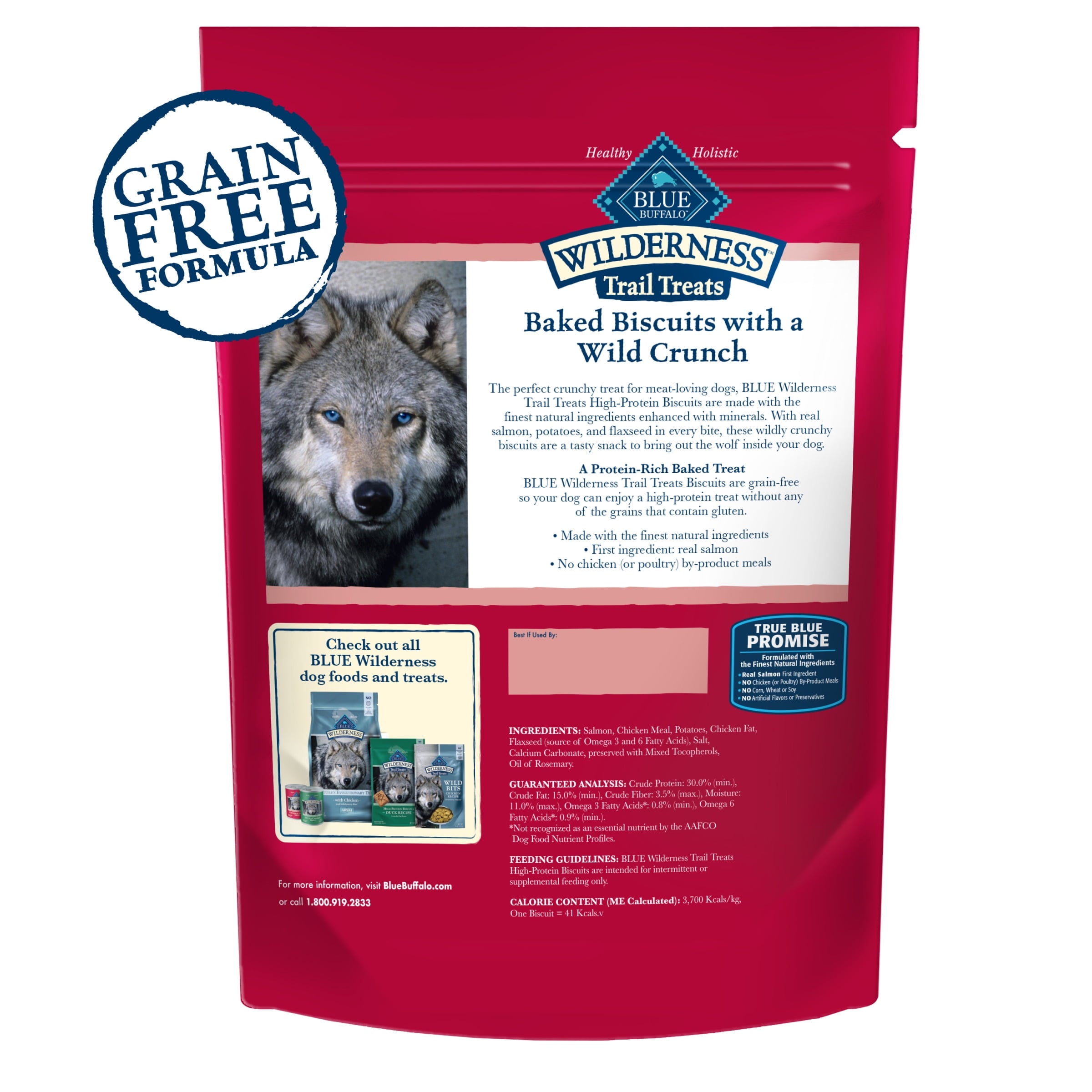 Blue Buffalo Wilderness Trail Treats Dog Biscuits Crunchy Dog Treats, Salmon, 10-oz Bag