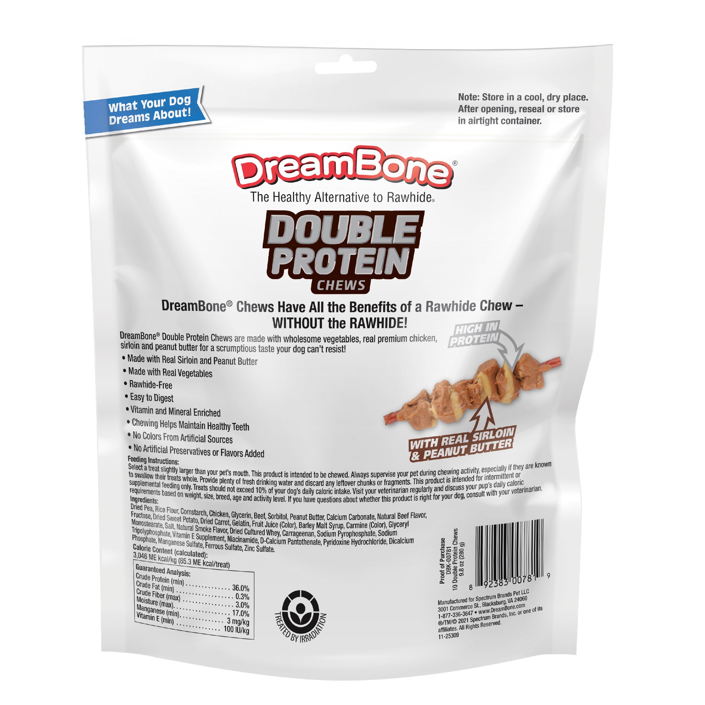 DreamBone Double Protein Chews with Real Chicken and Sirloin, Rawhide-Free Chews for Dogs, 10 Count