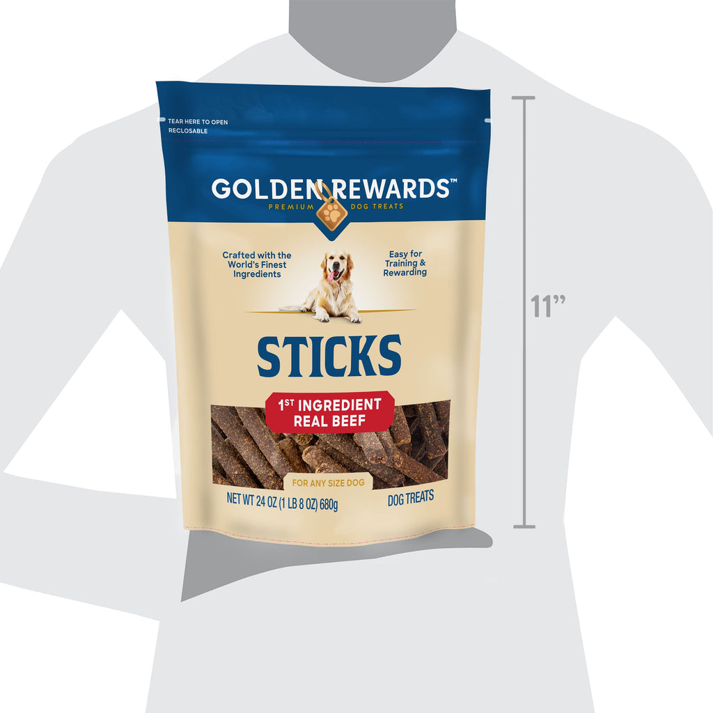 Golden Rewards Dry Beef Stick Dog Treats, 24 oz Bag