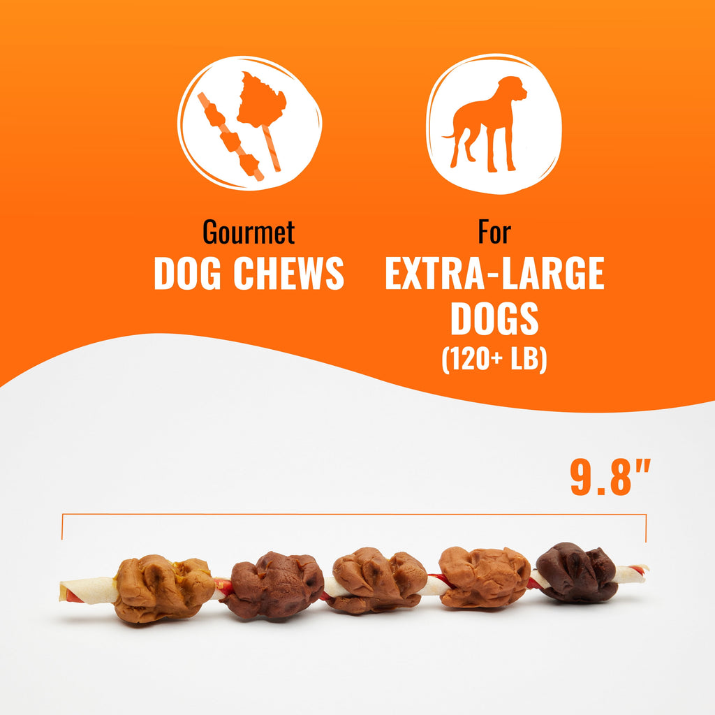 Good ‘n’ Fun Triple Flavor Colossal Kabobs, Rawhide Chews for Extra Large Dogs (+120 lbs), 3 Count