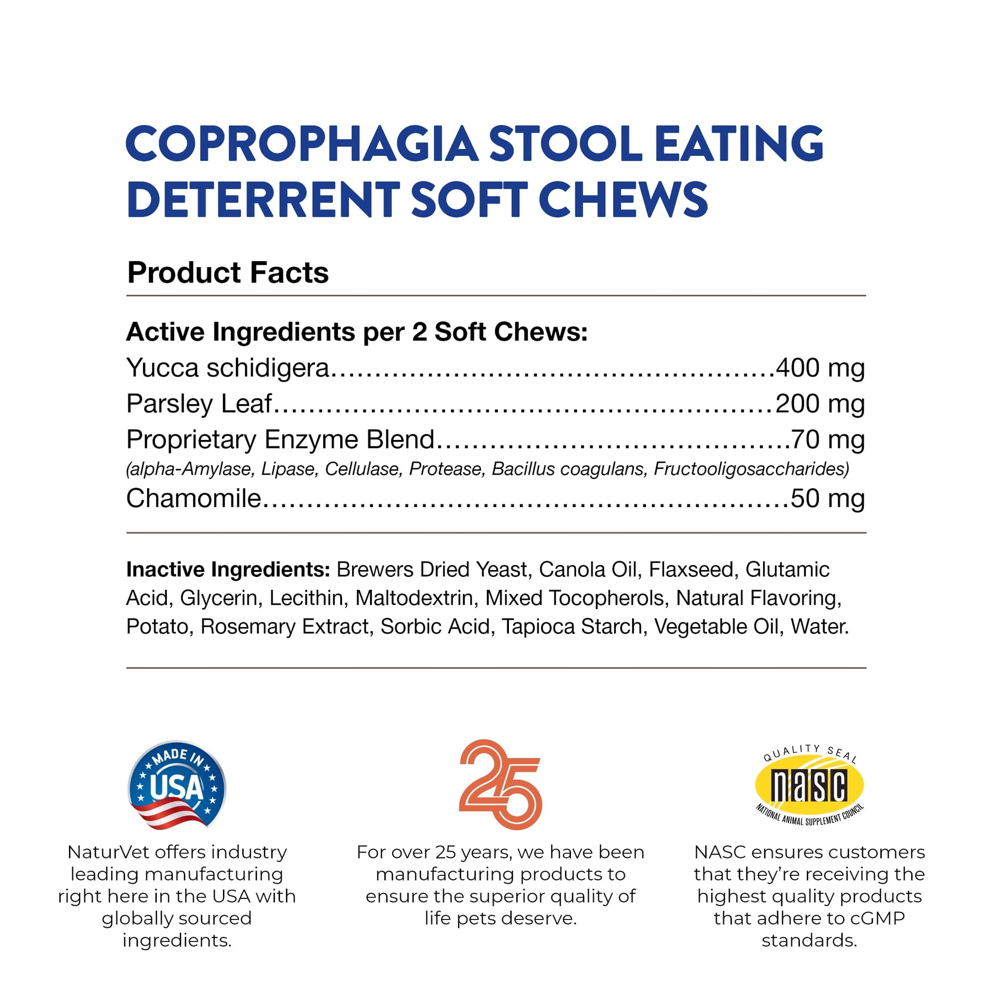 NaturVet Coprophagia Deterrent for Dogs Eating Poop, Plus Dog Breath Freshener, 70 Soft Chews