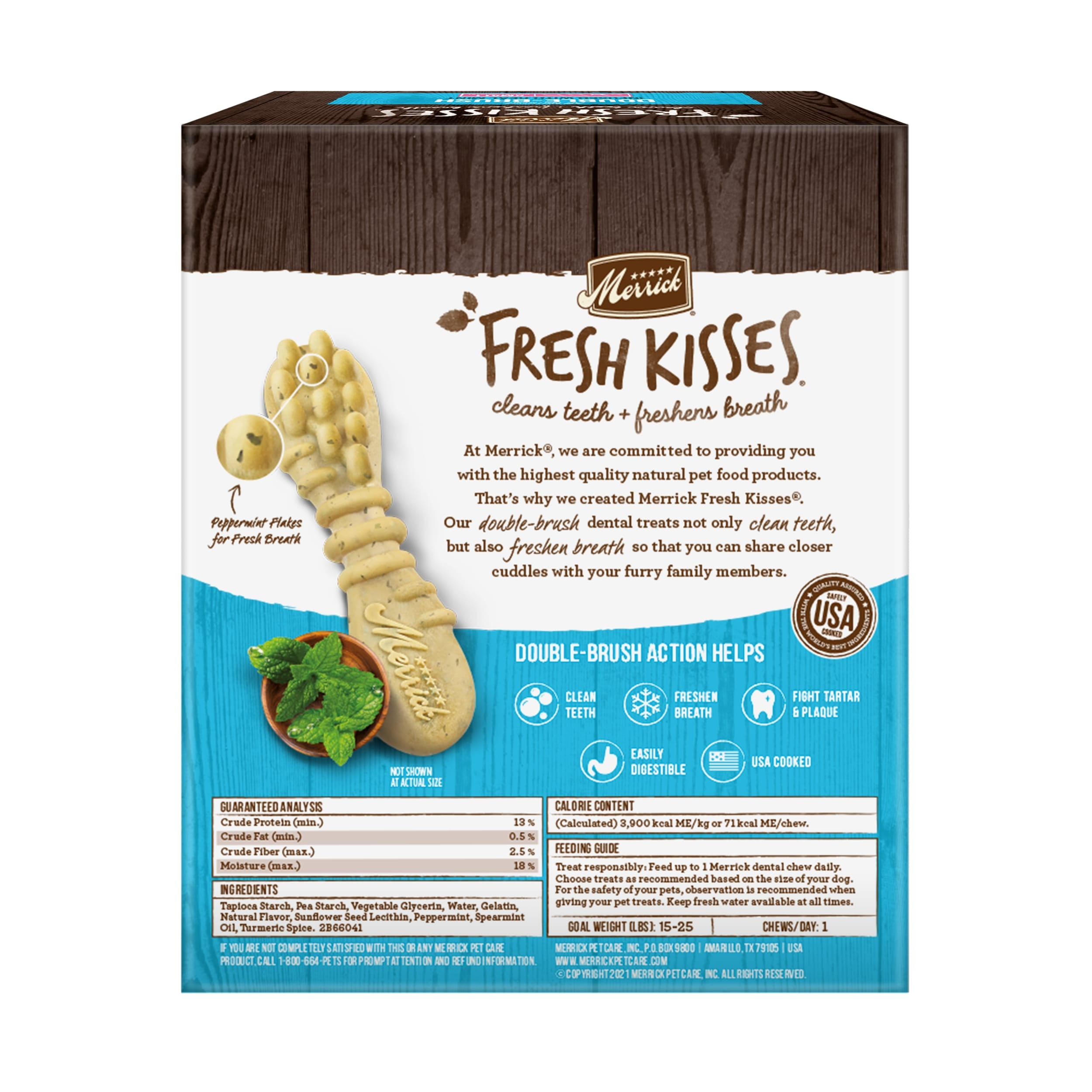 Merrick Fresh Kisses Small Dog Treats, Real Mint Flavor Dental Chews, 23 oz Box (36 Count)